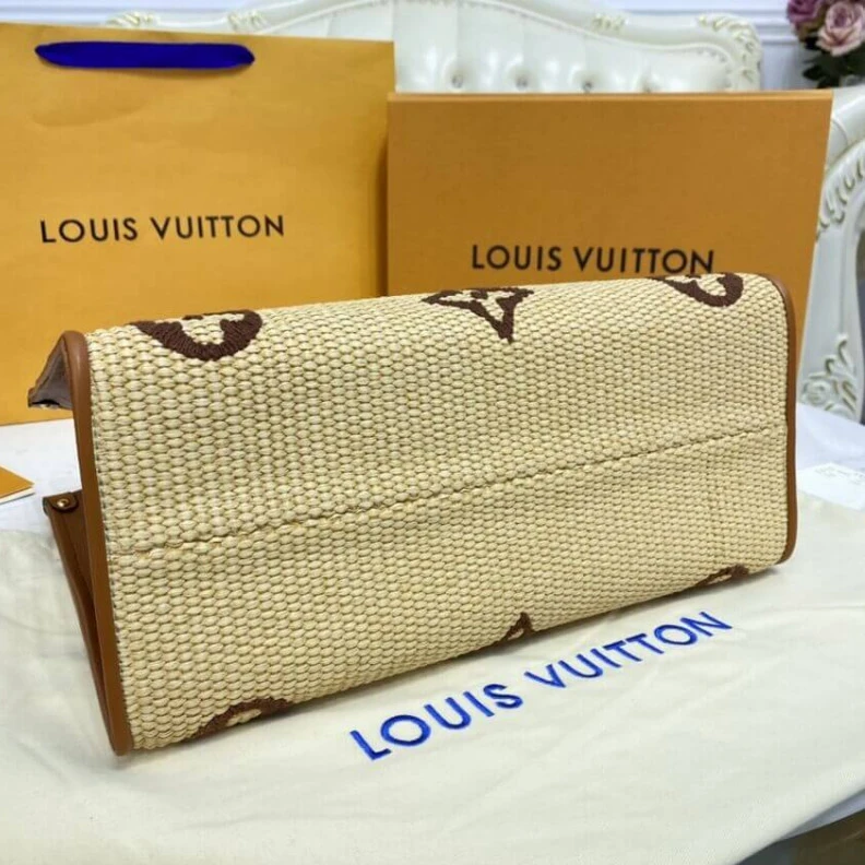 Replica bags 2 inside Louis Vuitton OnTheGo MM Tan