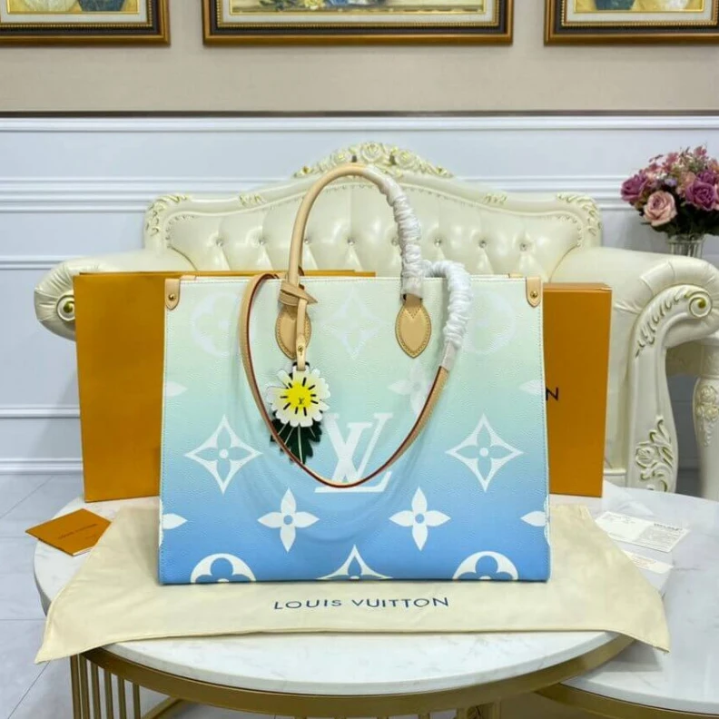 Lv belts replica Textile l Louis Vuitton Onthego GM Blue