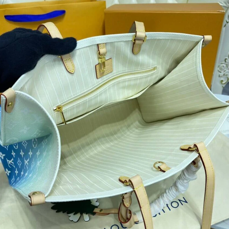Lv belts replica Textile l Louis Vuitton Onthego GM Blue