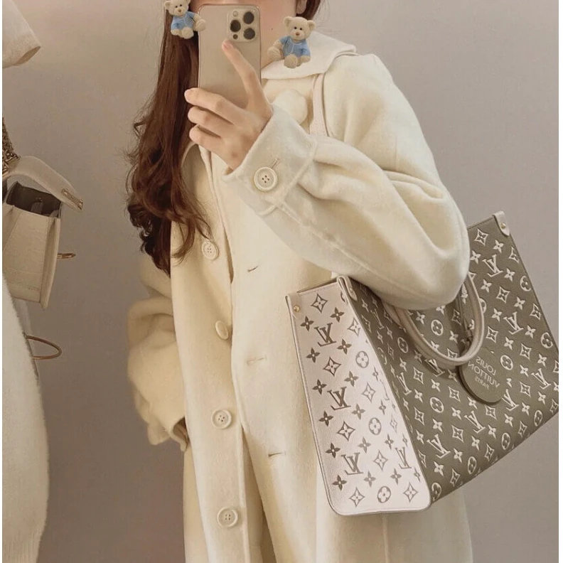 Lv belts replica Grained c Louis Vuitton Onthego MM Khaki Beige