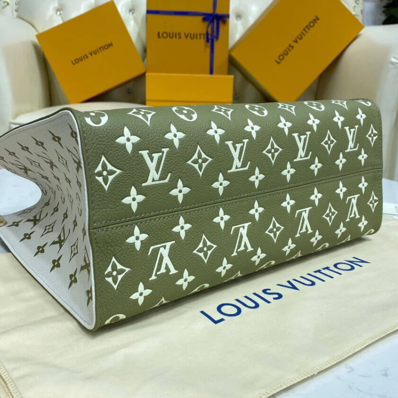 Lv belts replica Grained c Louis Vuitton Onthego MM Khaki Beige