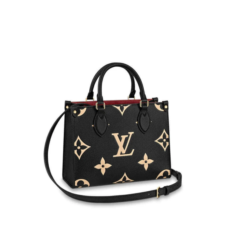 Inside fl Louis Vuitton Onthego PM Black Beige