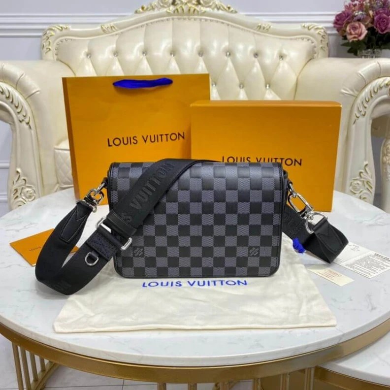 Replica bags lv Textile l Louis Vuitton Onyx Damier Infini Leather Studio Messenger