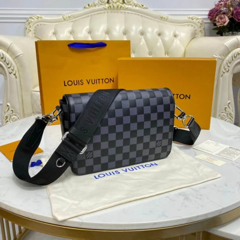 Replica bags lv Textile l Louis Vuitton Onyx Damier Infini Leather Studio Messenger