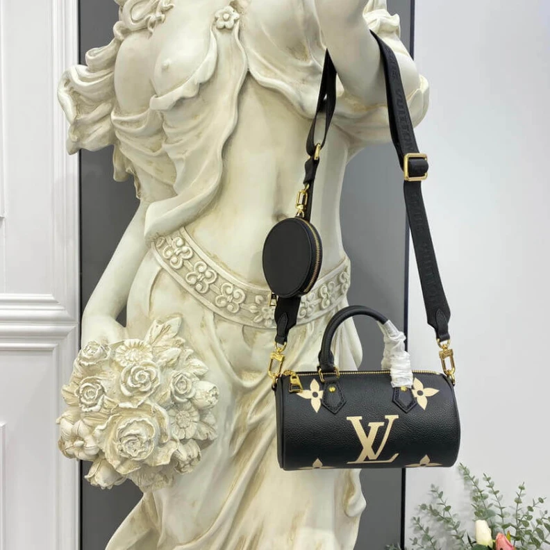 Replica bags The House’ Louis Vuitton Papillon BB Black Beige