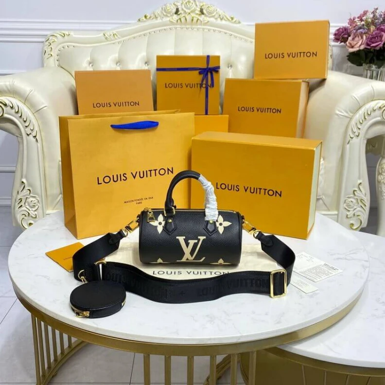 Replica bags The House’ Louis Vuitton Papillon BB Black Beige