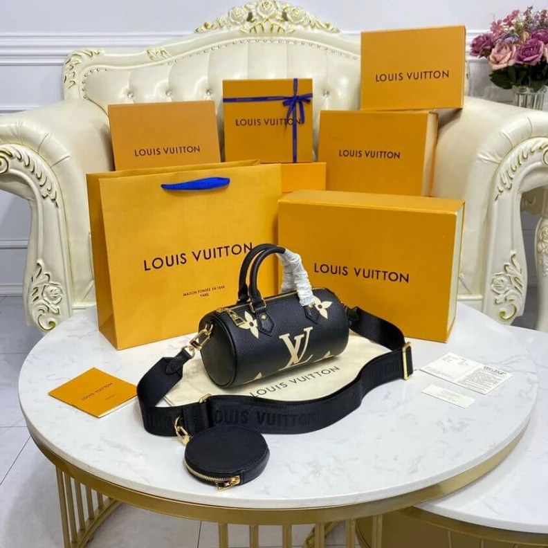 Replica bags The House’ Louis Vuitton Papillon BB Black Beige