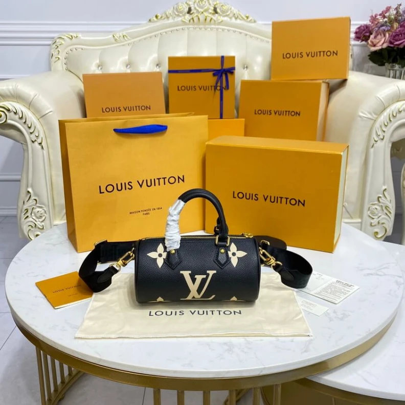 Replica bags The House’ Louis Vuitton Papillon BB Black Beige