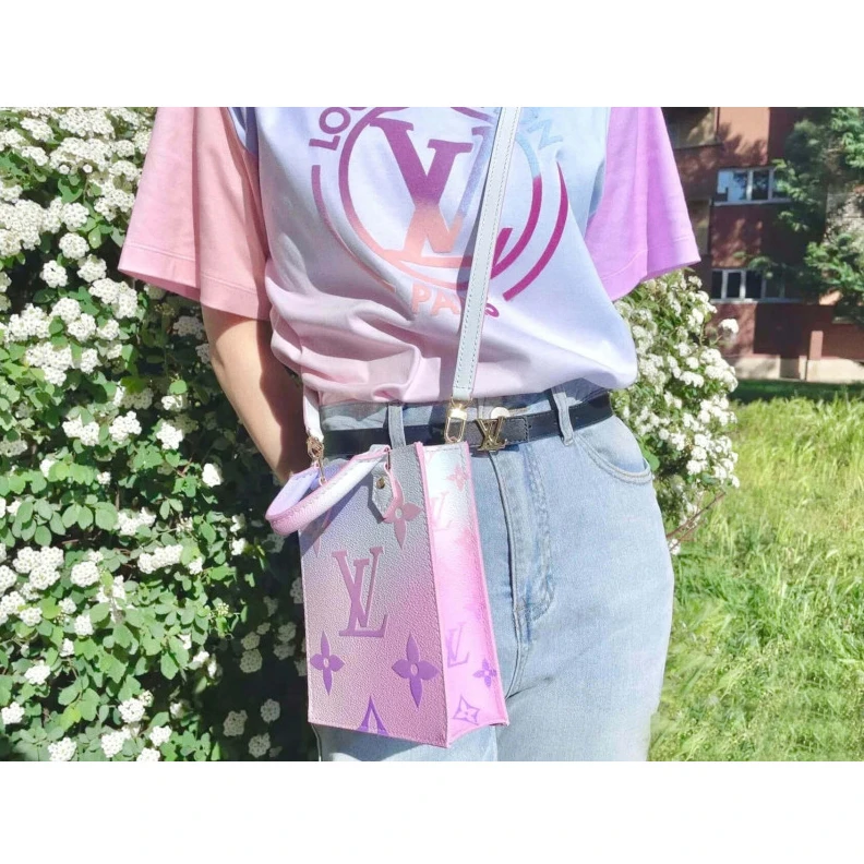 Lv belts replica Strap dro Louis Vuitton Petit Sac Plat Sunrise Pastel