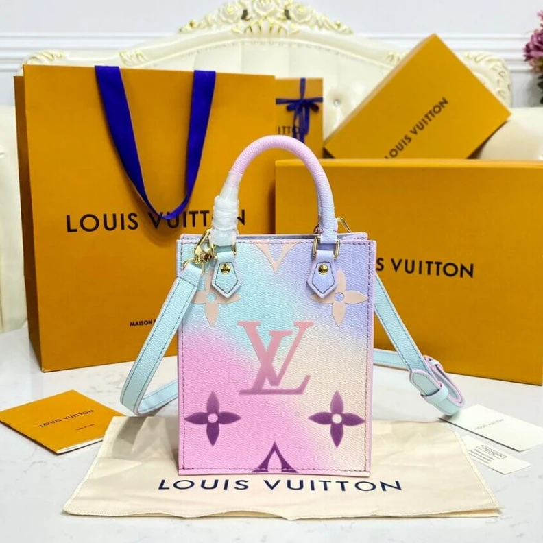 Lv belts replica Strap dro Louis Vuitton Petit Sac Plat Sunrise Pastel