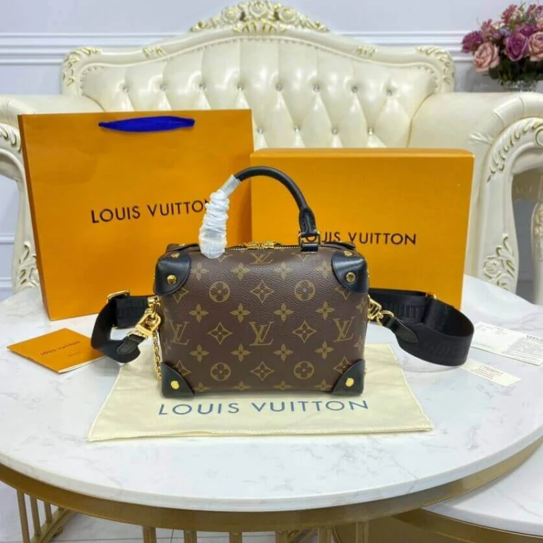 Top lv Textile l Louis Vuitton Petite Malle Souple Black