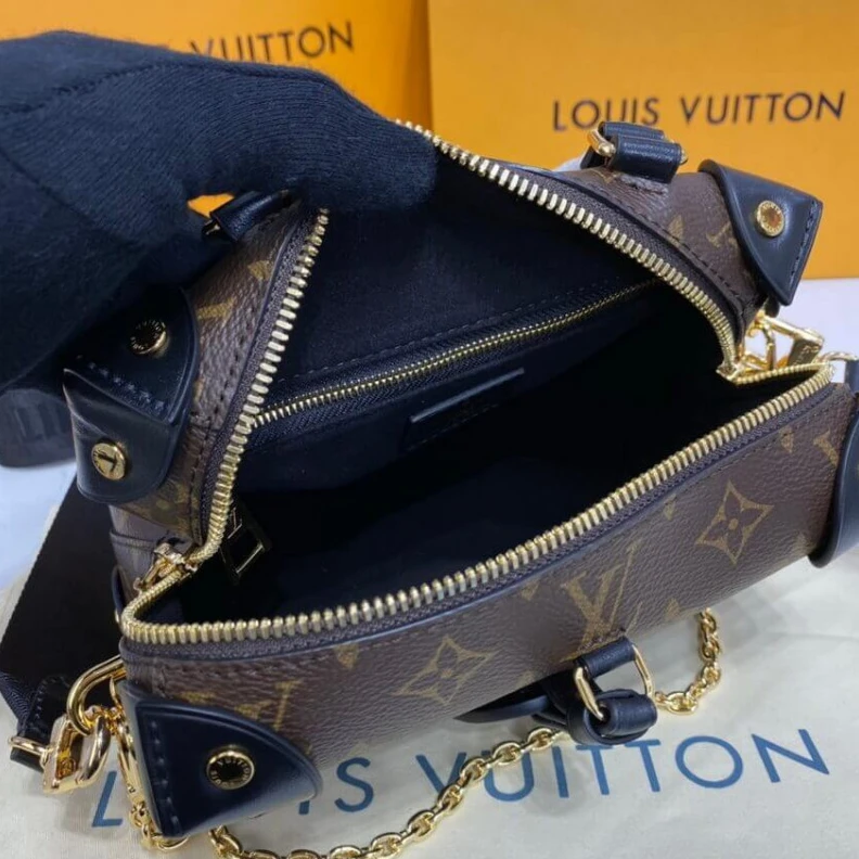 Top lv Textile l Louis Vuitton Petite Malle Souple Black