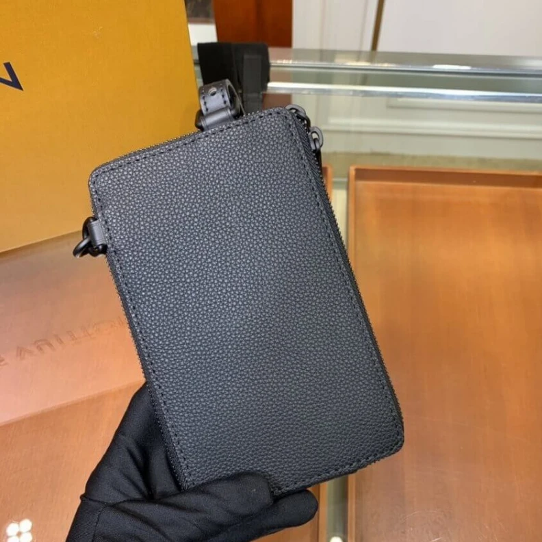 Top lv Black hard Louis Vuitton Phone Pouch