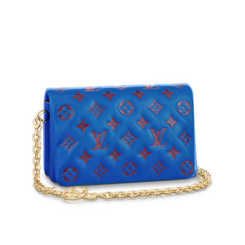 Chain Dro Louis Vuitton Pochette Coussin Blue   Red
