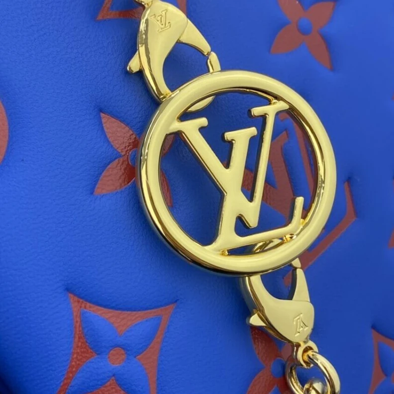 Top lv Chain Dro Louis Vuitton Pochette Coussin Blue   Red