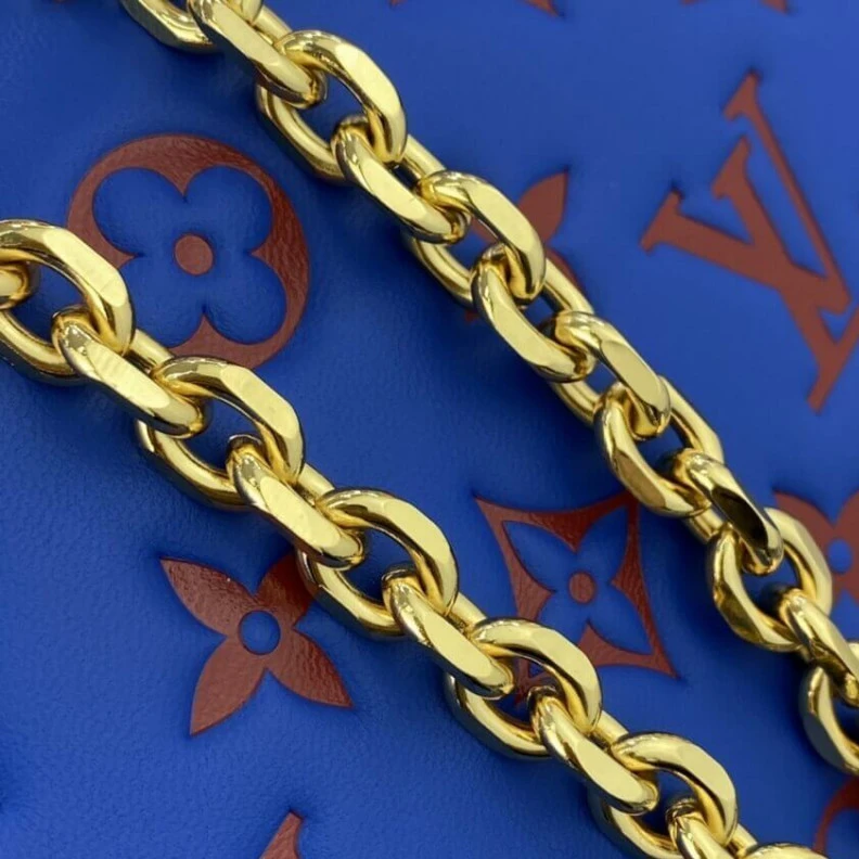 Top lv Chain Dro Louis Vuitton Pochette Coussin Blue   Red