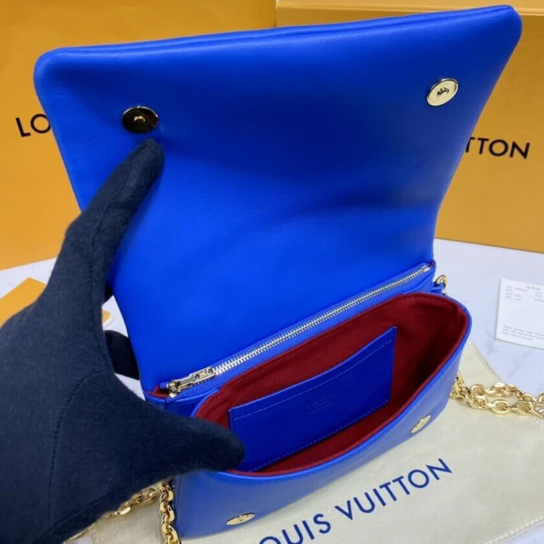 Top lv Chain Dro Louis Vuitton Pochette Coussin Blue   Red