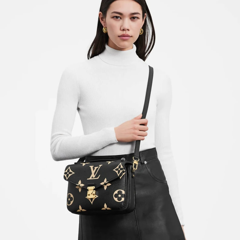 Replica bag Outside z Louis Vuitton Pochette Metis Black Beige