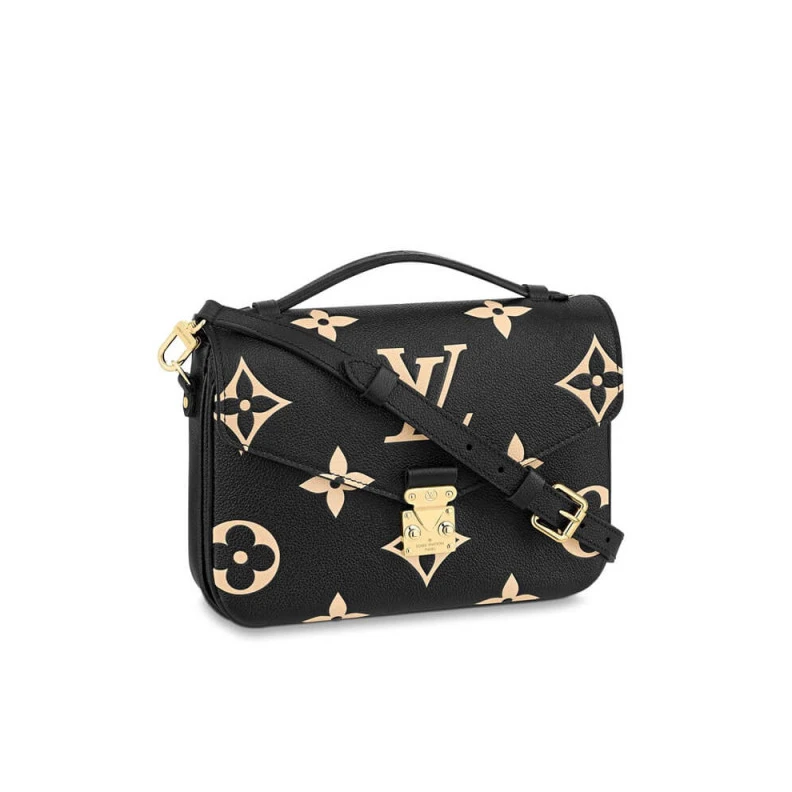 Outside z Louis Vuitton Pochette Metis Black Beige
