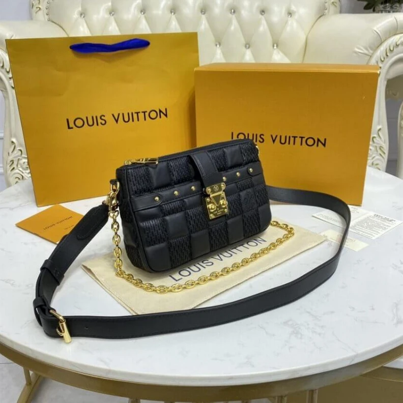 Replica bags lv Strap Dro Louis Vuitton Pochette Troca Black