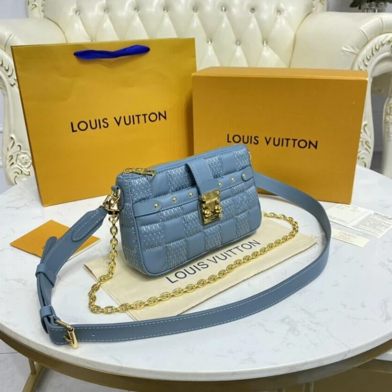 Replica bags lv Microfibe Louis Vuitton Pochette Troca Blue