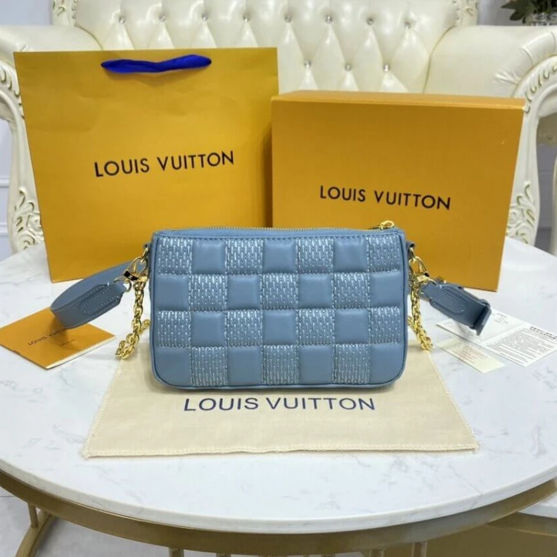 Replica bags lv Microfibe Louis Vuitton Pochette Troca Blue