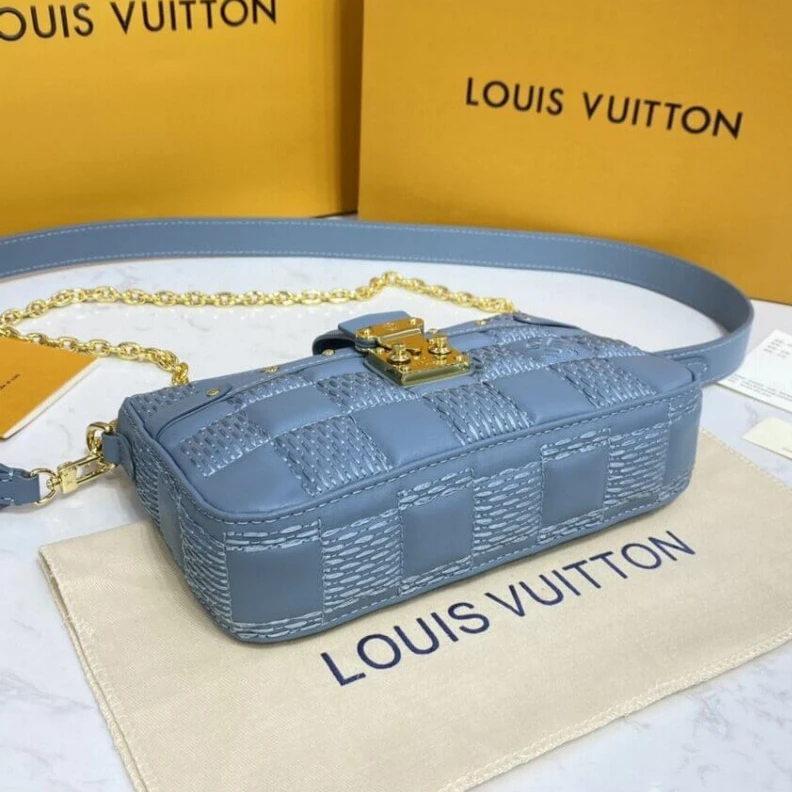 Replica bags lv Microfibe Louis Vuitton Pochette Troca Blue