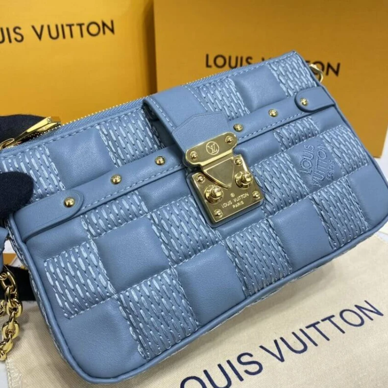 Replica bags lv Microfibe Louis Vuitton Pochette Troca Blue