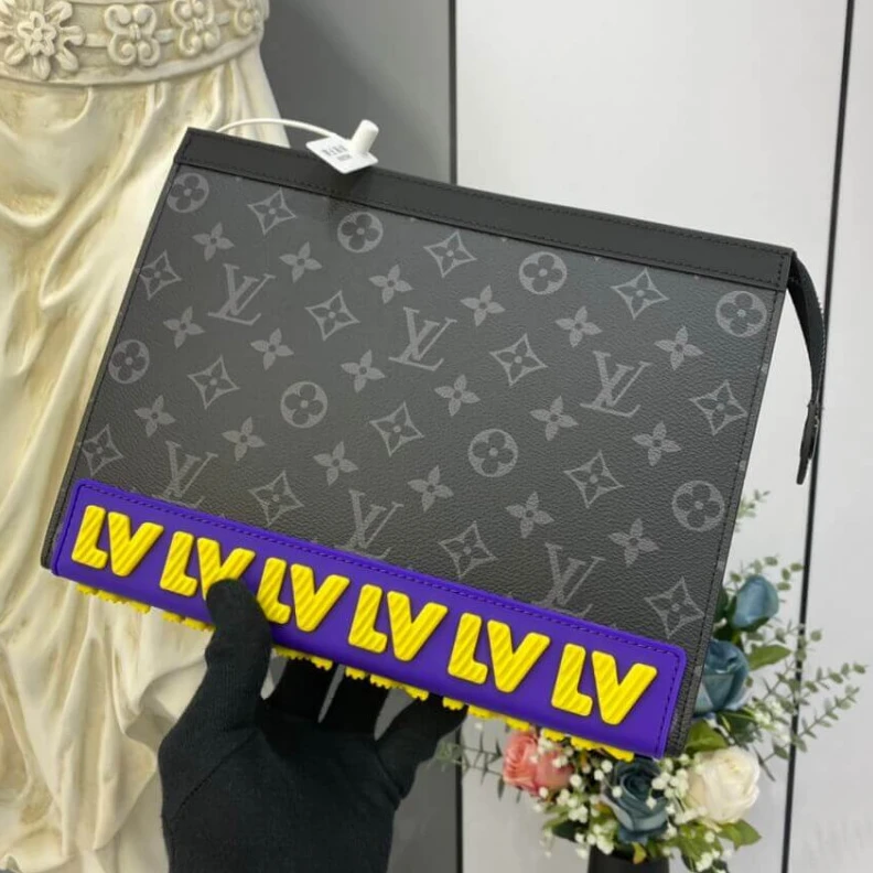 26 x 20 x Louis Vuitton Pochette Voyage MM Monogram Eclipse LV Rubber