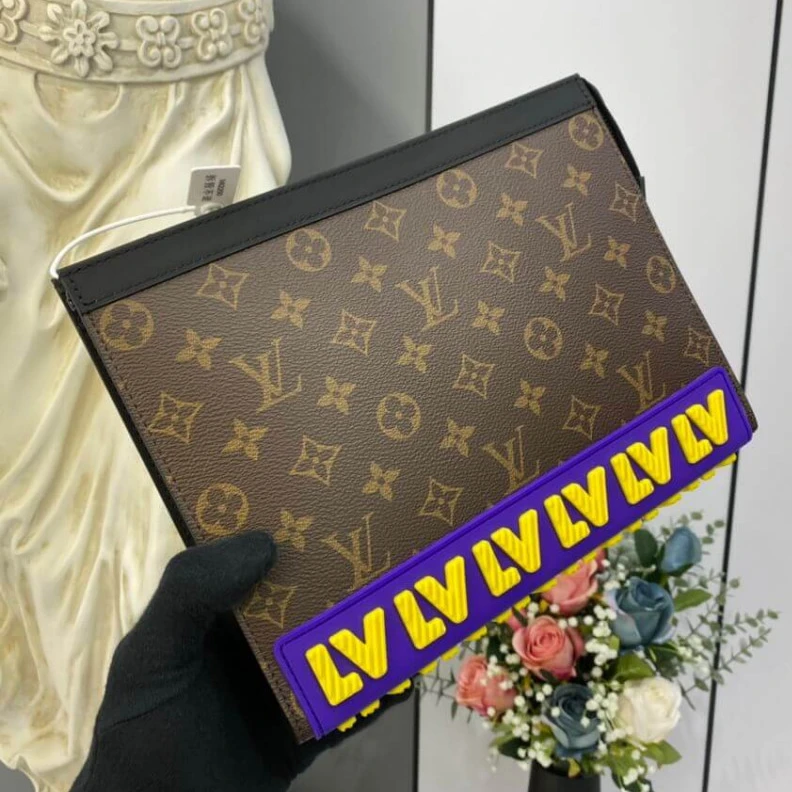 Mythick Microfibe Louis Vuitton Pochette Voyage MM Monogram LV Rubber