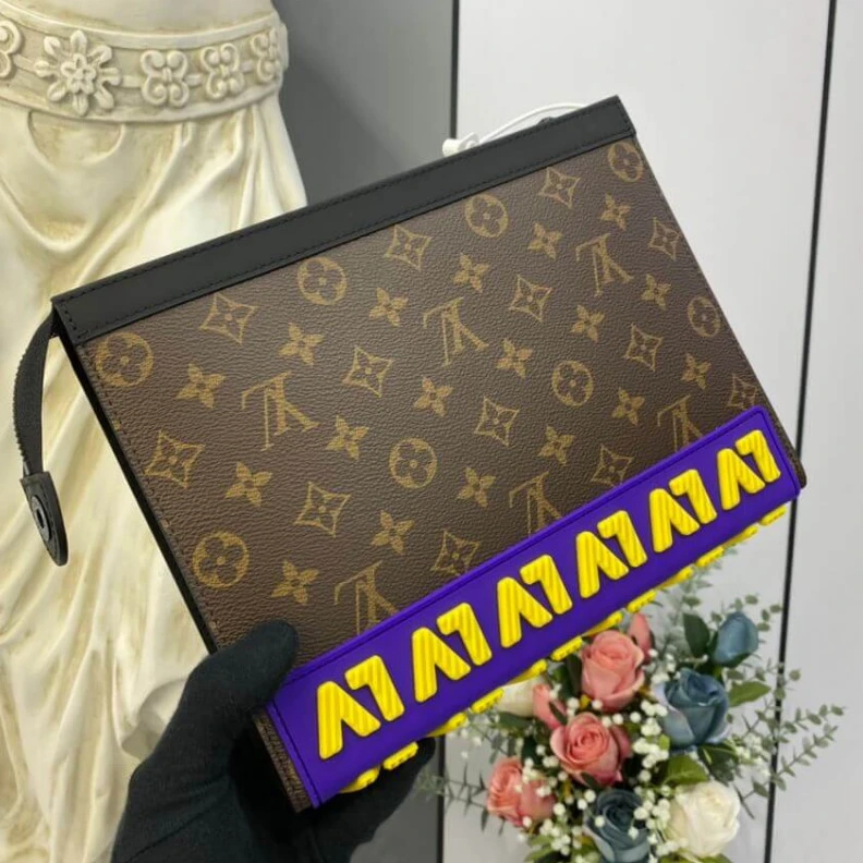 Mythick Microfibe Louis Vuitton Pochette Voyage MM Monogram LV Rubber