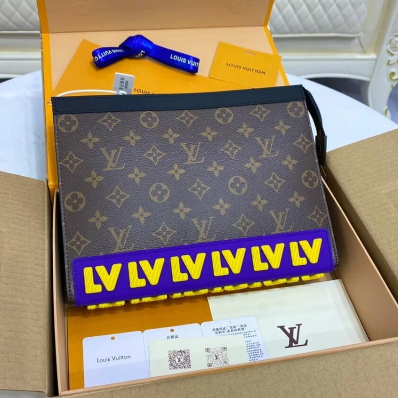 Mythick Microfibe Louis Vuitton Pochette Voyage MM Monogram LV Rubber