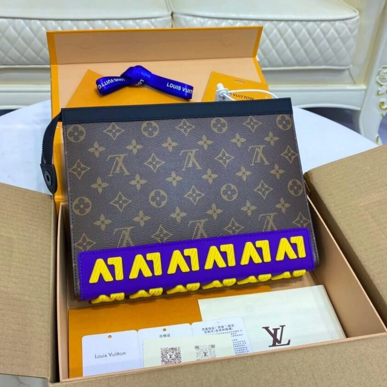Mythick Microfibe Louis Vuitton Pochette Voyage MM Monogram LV Rubber