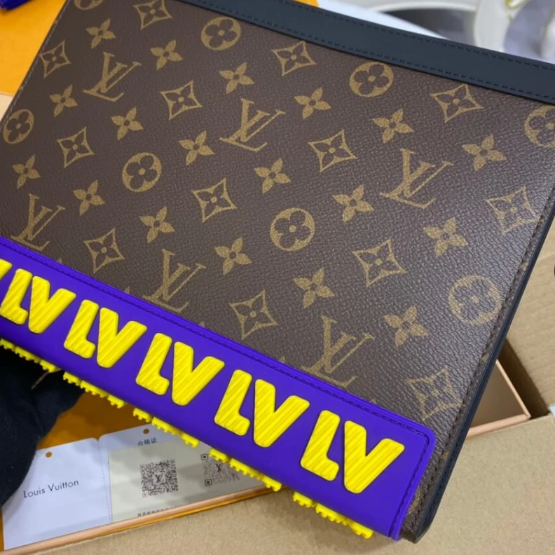 Mythick Microfibe Louis Vuitton Pochette Voyage MM Monogram LV Rubber
