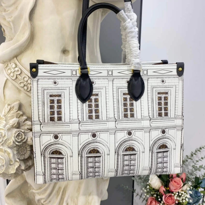 Replica bag Inside fl Louis Vuitton Printed Matte Calf Leather Onthego MM
