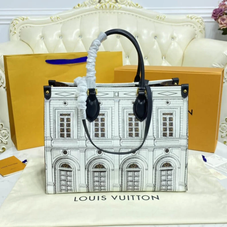 Replica bag Inside fl Louis Vuitton Printed Matte Calf Leather Onthego MM