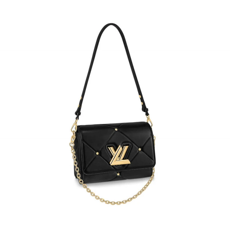 Inside fl Louis Vuitton Sheepskin Leather Twist MM Black