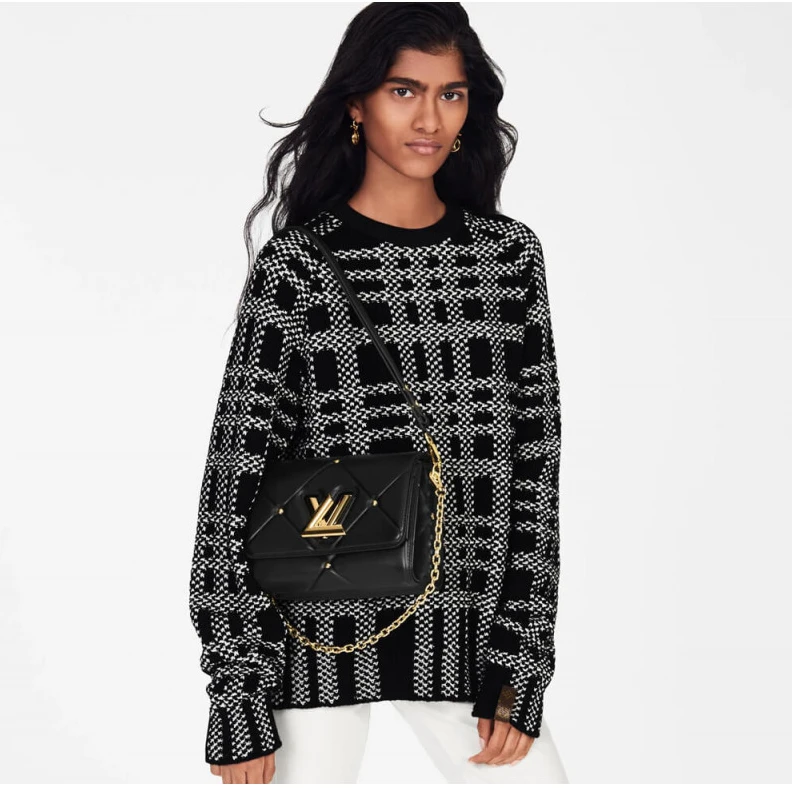 Lv belts replica Inside fl Louis Vuitton Sheepskin Leather Twist MM Black