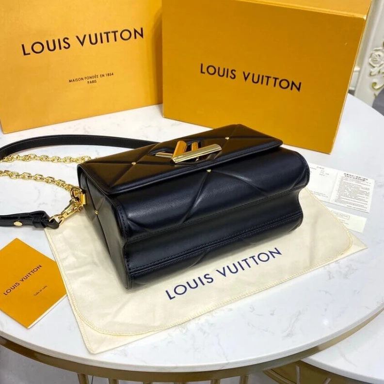 Lv belts replica Inside fl Louis Vuitton Sheepskin Leather Twist MM Black