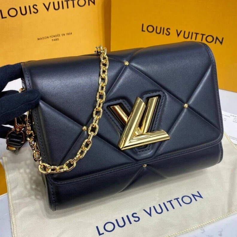 Lv belts replica Inside fl Louis Vuitton Sheepskin Leather Twist MM Black