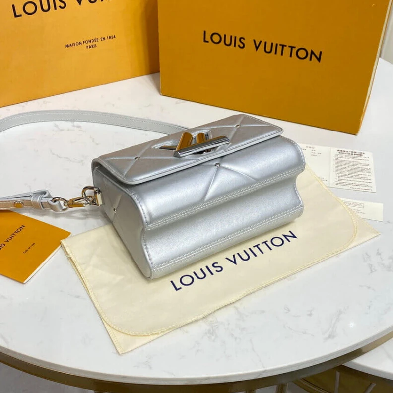 Top lv Inspired b Louis Vuitton Sheepskin Leather Twist PM Argent