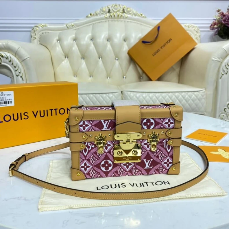 Top lv Sheepskin Louis Vuitton Since 1854 Petite Malle Red