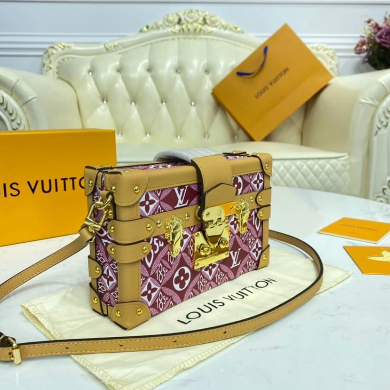 Top lv Sheepskin Louis Vuitton Since 1854 Petite Malle Red