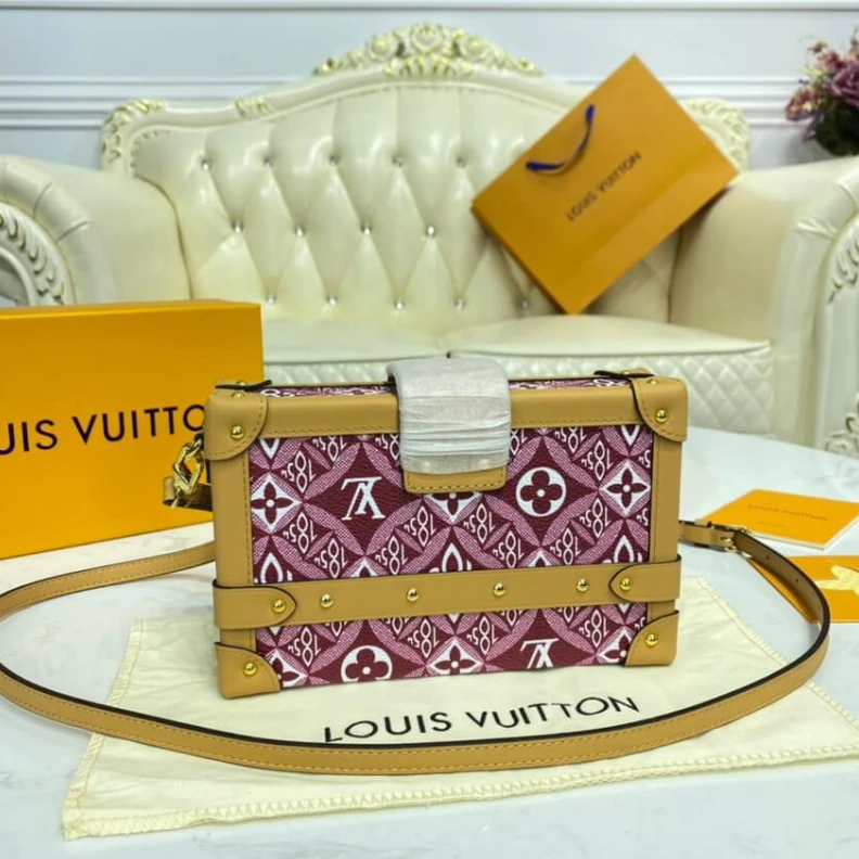 Top lv Sheepskin Louis Vuitton Since 1854 Petite Malle Red