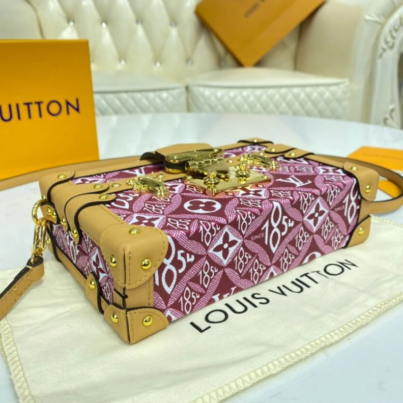 Top lv Sheepskin Louis Vuitton Since 1854 Petite Malle Red