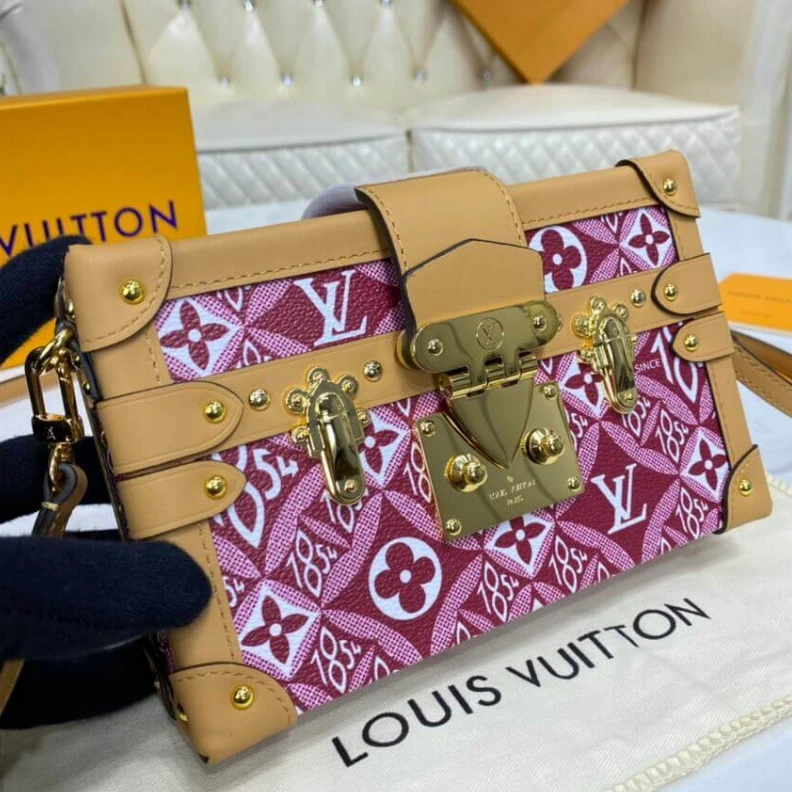 Top lv Sheepskin Louis Vuitton Since 1854 Petite Malle Red