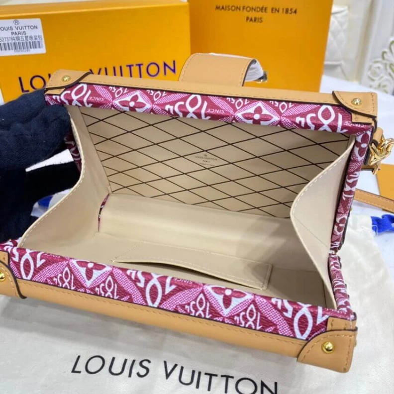 Top lv Sheepskin Louis Vuitton Since 1854 Petite Malle Red