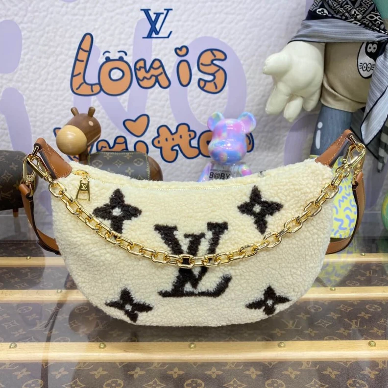 Replica bags 27.5 x 16 Louis Vuitton Ski Shearling Over The Moon Bag