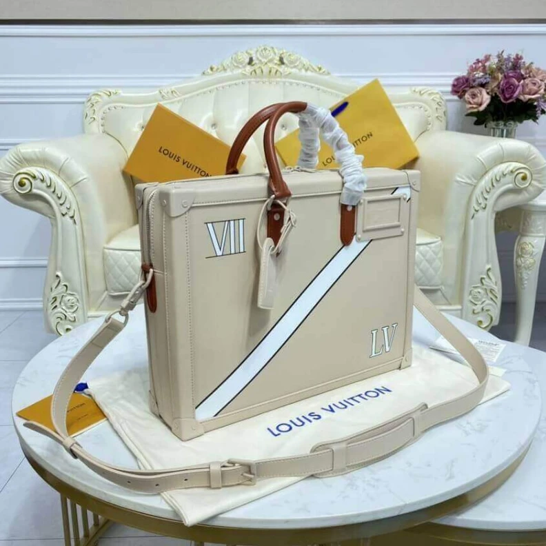 Replica bags lv Strap Dro Louis Vuitton Soft Trunk Briefcase Cream