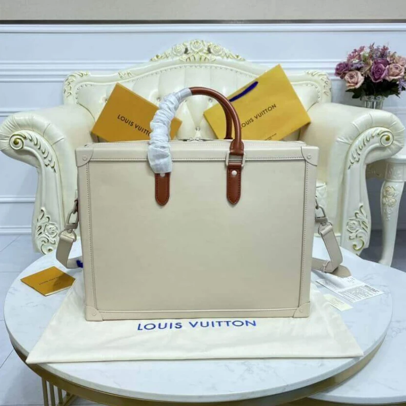 Replica bags lv Strap Dro Louis Vuitton Soft Trunk Briefcase Cream
